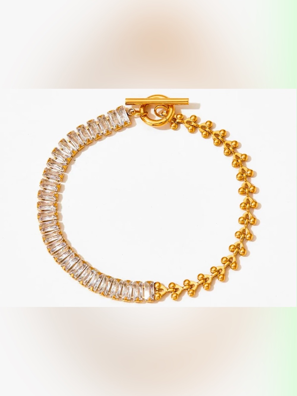 Gold Crystal Link Bracelet - Women Jewelry